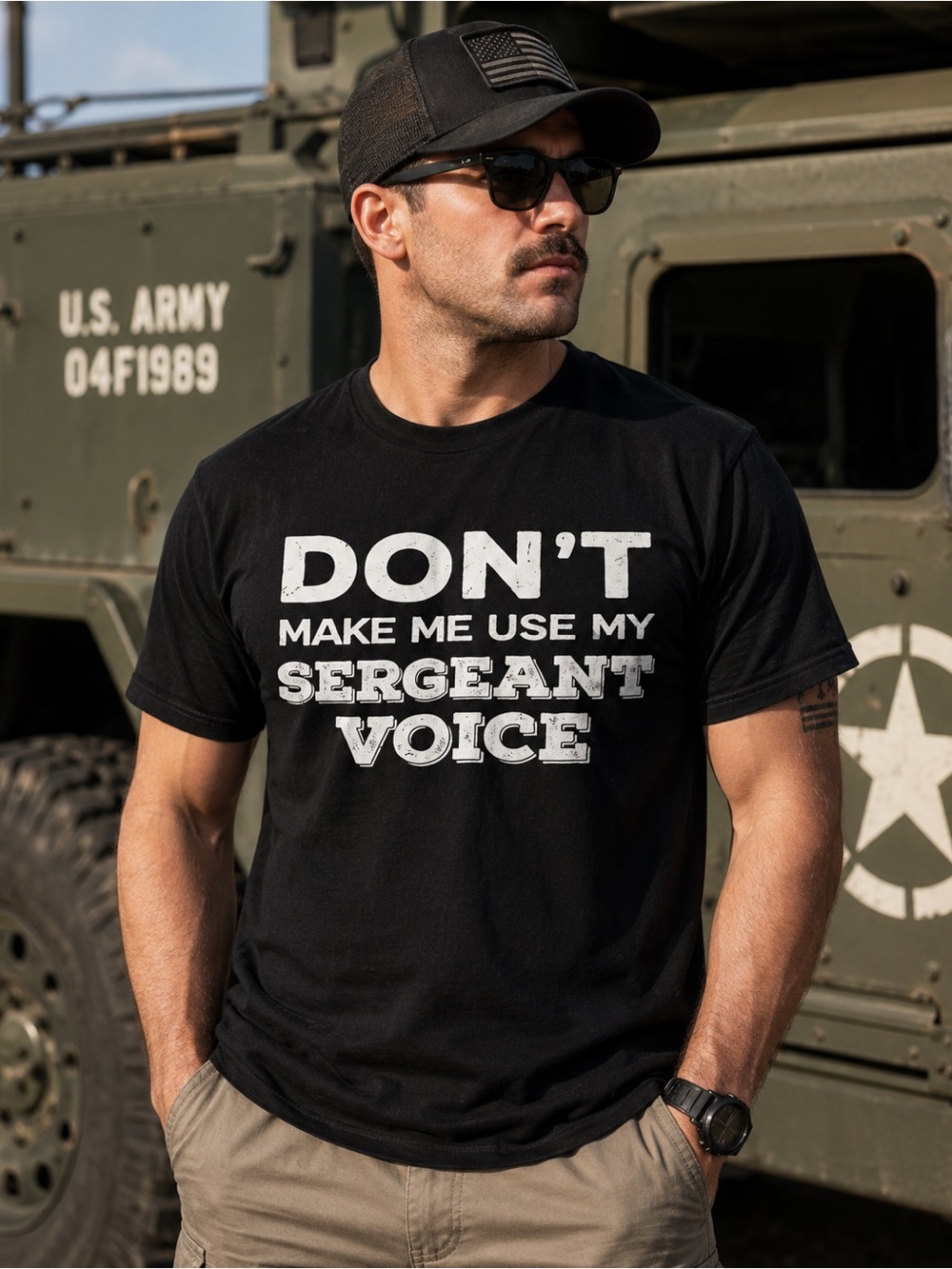 Don’t Make Me Use My Sergeant Voice Funny Military Tee Black L